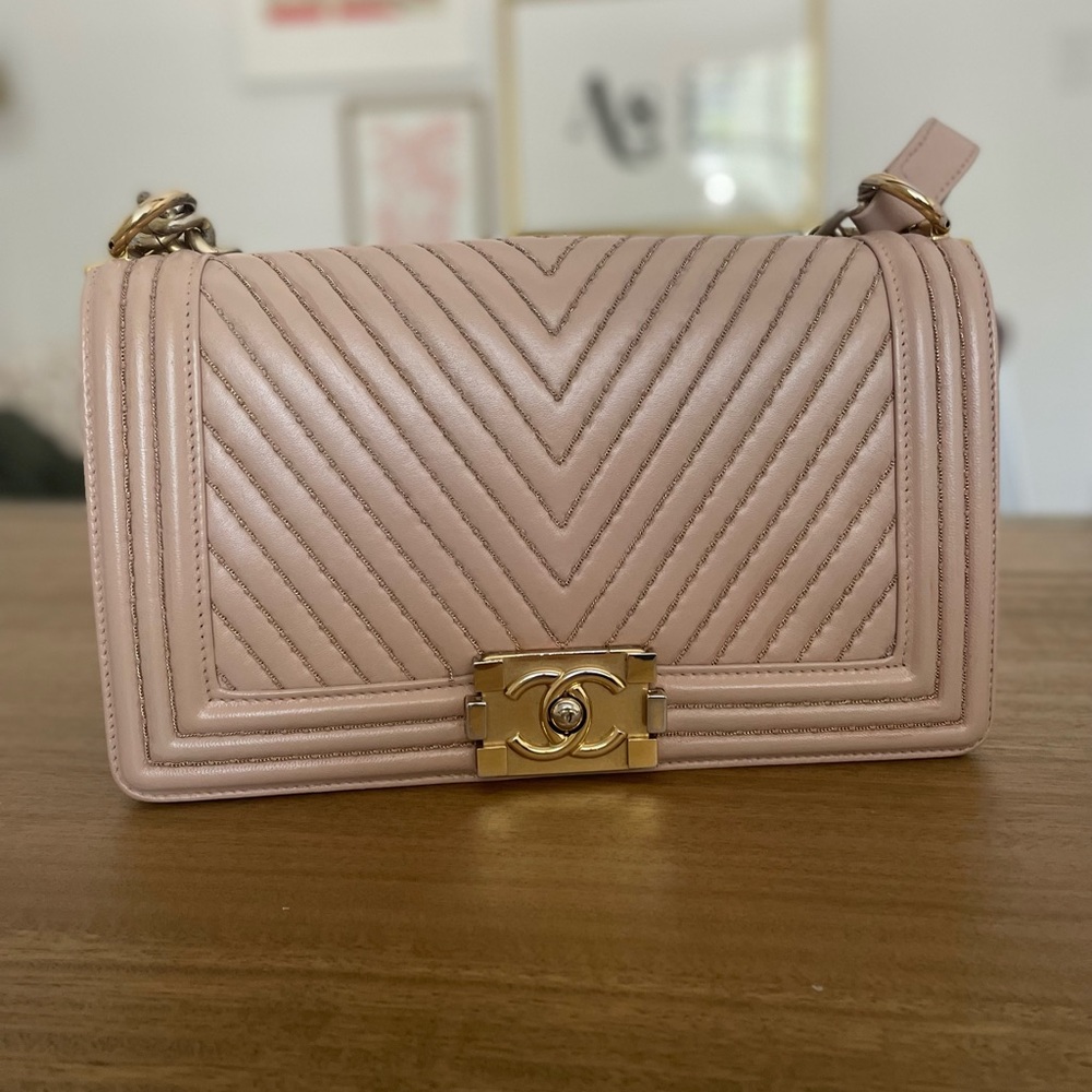 Beige Chanel Boy Bag